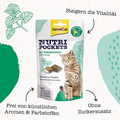 GimCat Nutri Pockets - Aperitivo crujiente para Gatos con Relleno cremoso e Ingredientes funcionales, 1 Bolsa