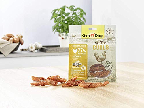 GimDog Chicken Curls - Snack de carne seca con fórmula sin cereales y monoproteica para perros - 6 paquetes (6 x 55 g)