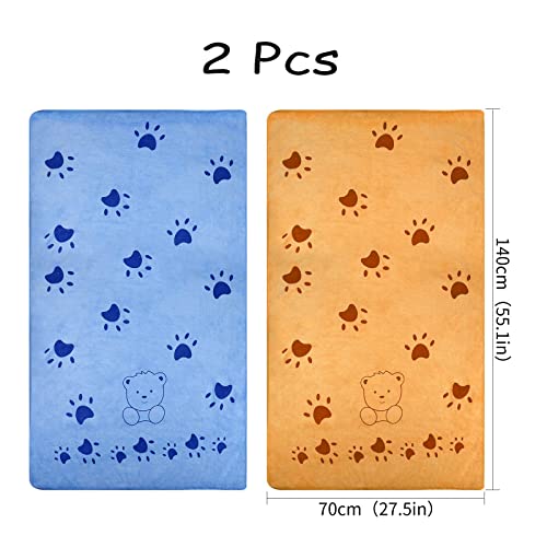 GLAITC Toalla para Perros, Toalla de Baño para Perros 70 cm x 140 cm Toallas para Mascotas de Microfibra Toalla de Secado Rápido para Perro para Perros Grandes, Medianos y Pequeños y Varias Mascotas