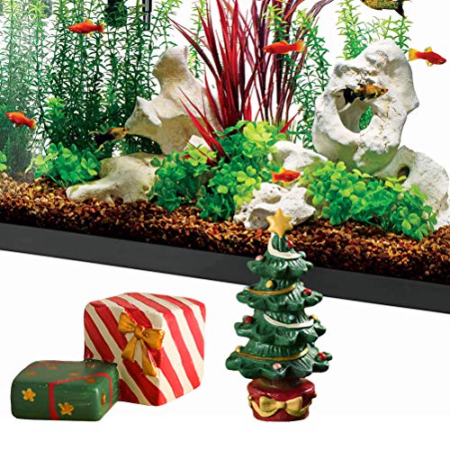Gmuret Ornamento del Acuario del árbol de Navidad, Accesorios del Acuario de Resina Artesanías de Resina Decoración de paisajismo navideño con Caja de Regalo