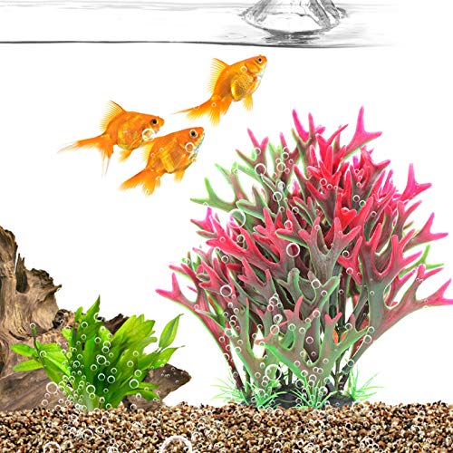 Gonnely Plantas de Agua Artificiales para Acuario, decoración de acuarios, Plantas de Agua Artificiales para Acuario, Paisaje, corales Cuerno de Ciervo(QL2056C)