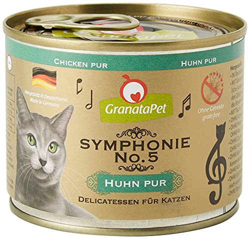 GranataPet Symphonie No. 5 Pollo, alimento para Gatos sin Cereales ni aditivos de azúcar, Filet en Jalea Natural, Delicado alimento húmedo para Gatos, 6 x 200 g