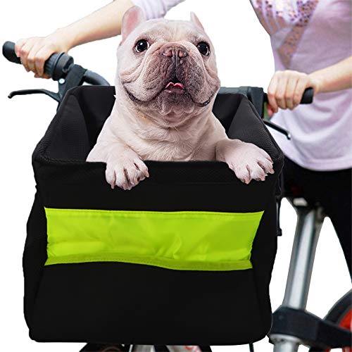 GreeSuit Bolsa de Transporte para Bicicleta para Perros y Gatos con Correa de Hombro Acolchada Ajustable, Bolsa de Viaje para Bicicletas para Todas Las Bicicletas, Color Negro