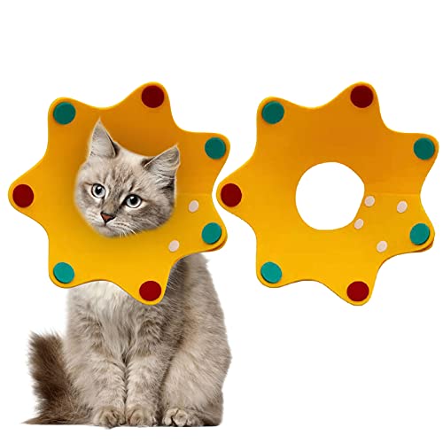 Gsrhzd Collar isabelino Gato, Ajustable Collar de Recuperación para Mascota, Collar de recuperación de 2 Piezas después para la recuperación de una cirugía o Herida para Perros y Gatos (Amarillo, M)
