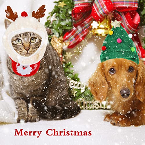 GUBOOM Juego de 2 Piezas de Vestir de Navidad para Perros, Ropa Navideña para Perro, Sombrero de Cuernos de Reno navideño, Toalla de Saliva de Santa Claus, Adecuado para Perros pequeños y medianos