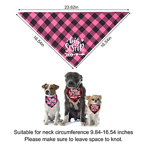 HACRAHO Pañuelo de tela escocesa para perro, 2 paquetes de suave algodón Big Sister, pañuelo ajustable triángulo para mascotas pequeñas y medianas mascotas, rosa rojo y rojo