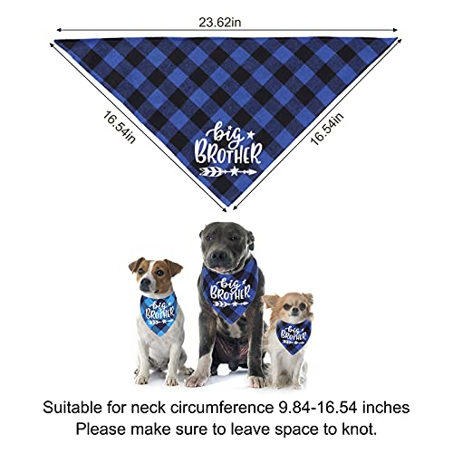 HACRAHO Pañuelo para perro a cuadros, 2 paquetes de gran hermano para anuncio de embarazo y perro, bandana, ajustable, triángulo para perros pequeños, medianos, mascotas, azul lago y negro azul