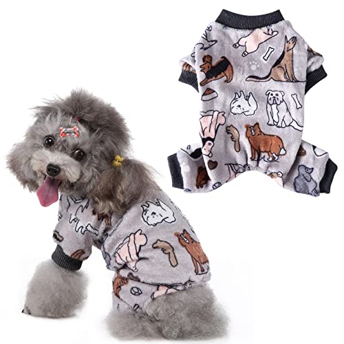HACRAHO Pijama para perro, 1 pieza de ropa para mascotas, color gris, pijama suave para cachorro, contorno de pecho de 48 cm