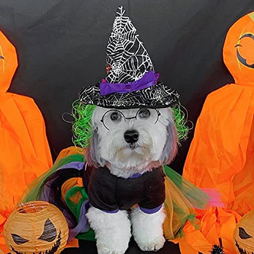 Halloween Mascota Sombrero Perro Bruja Sombreros Cachorro Araña Web Cosplay Traje Gorra Tocado Accesorio Fiesta Decoración para Gatos Conejo Perros Pequeños