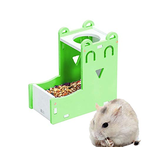 hanbby Comedero Automatico Comederos Hamster Conejo dispensador de Agua Tazón de Comida para Conejillo de Indias Los Hurones de Botella de Agua Green
