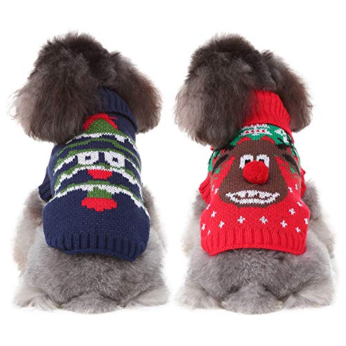 Handfly Jerseys para Perros Suéteres navideños para Perros Reno Saltador para Perros Mascotas Prendas de Punto de Invierno Ropa de Navidad para Perros para Perros pequeños y medianos