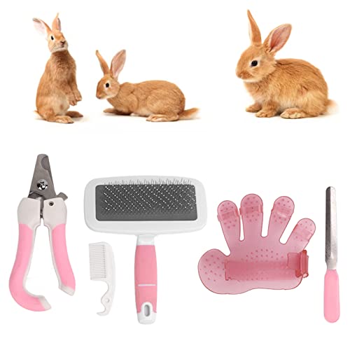 HAOX Juego de Peines de Baño para Limpieza de Conejos, Práctico Kit Interactivo de Aseo para Conejos, Limpieza Profunda Humanizada para Animales Pequeños(Rosa Grande)