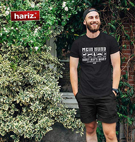 Hariz – Camiseta para hombre, diseño de perro con texto "Mein Hund Hört Aufs Wort 2 perro Frauchen Plus tarjetas de regalo dorado amarillo XXL