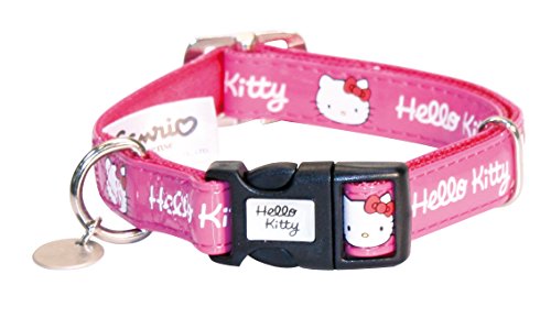 Hello Kitty Funda de Cuero Ajustable Collar, 35 – 50 cm x 20 mm, Color Rosa