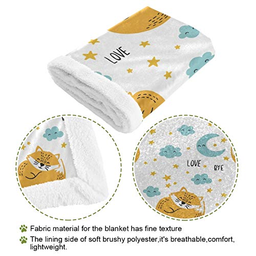 Hengpai Cubierta de cama de manta para mascotas con estampado de zorros lindos de dibujos animados para mantas de gatos