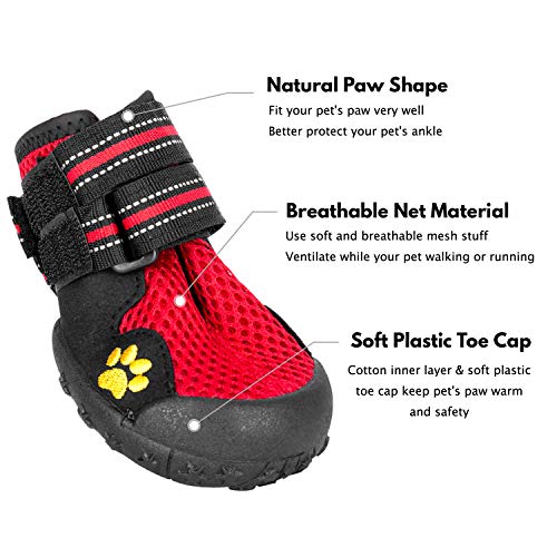Hengu Botas Protectoras de la Pata del Perro, Zapatos Antideslizantes para Mascotas con Diseño de Hebilla Nylon para Escalada, Largas Caminatas, Caminata de Invierno