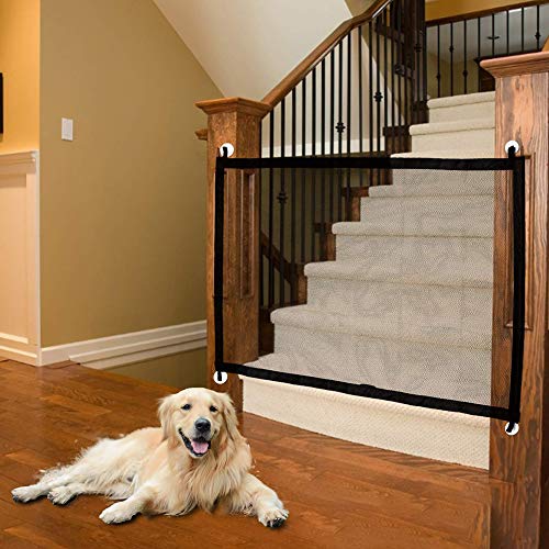 Herbests - Barrera de seguridad para perros y niños, Magic Gate para perros, cercado de aislamiento para mascotas, plegable, portátil, para escaleras, balcones, 180 x 72 cm