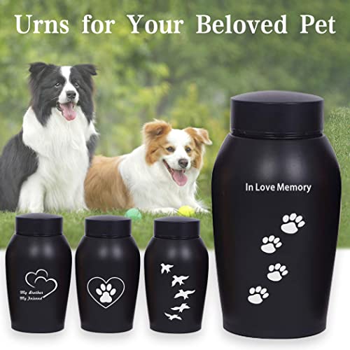 Herbst Urna de acero inoxidable para mascotas, perros, gatos, pájaros, ratones, cremación de cenizas, urna de almacenamiento Columbario Memorials (Love Dog Paw Print)