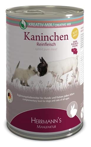 Herrmanns - Complemento alimenticio para Perros y Gatos Conejos, 100% Carne Pura, 400 g