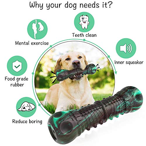 HETOO Juguetes para perros, juguete de masticar indestructible y con sonido para masticadores agresivos grandes, de raza mediana, cepillo de dientes para el cuidado dental de tu perro