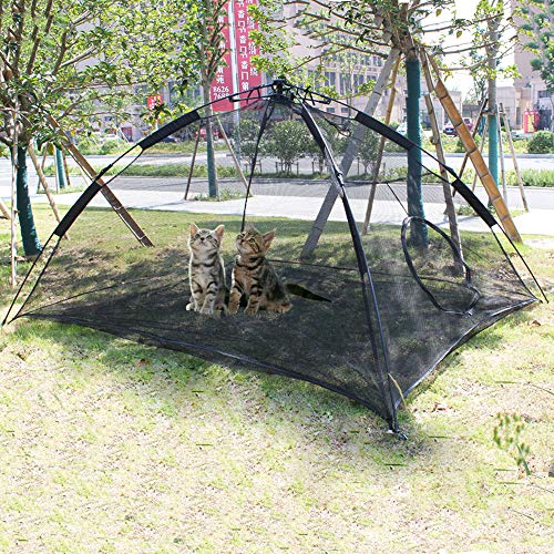 Hi Suyi - Jaula de tienda de campaña de gato, portátil, saltable al aire libre, valla casa, animal familiar, cálido, nailon, para patio, exterior, color negro