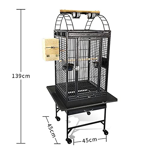 hkwshop Jaula para Mascota Loro Grande Macaw Canary Finch de cría de pájaros de Metal Color de la vena Negra Jaula para Pájaros