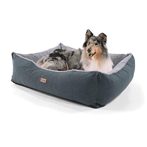 Homeoutfit24 Lucky - Cesta para perro | lavable | cama con cojín reversible y cojín de mimos Daisy | cesta para mascota, de poliéster y peluche