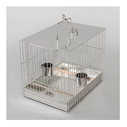 Hong Yi Fei-Shop Jaulas para pájaros Jaula de Loro de Acero Inoxidable Starling Thrish Take A Bath out Cage Bird Cage out Box out Jaula Pajarera (Size : Small)