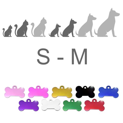 Hueso para Mascotas pequeñas-Medianas con Corazones Placa Chapa Medalla de identificación Personalizada para Collar Perro Gato Mascota grabada (Azul)