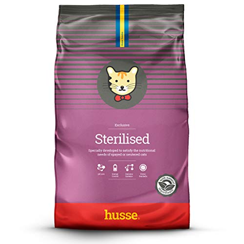 Husse - Exclusive Sterelised 7 kg | Pienso Gatos | Gatos Castrados, Esterilizados o Poco Activos | Sabor Pollo y Salmón | Prevención Bolas de Pelo Ingredientes