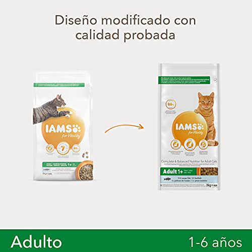 IAMS for Vitality Alimento seco para gatos adultos con pescado oceánico (1-6 años), 3 kg