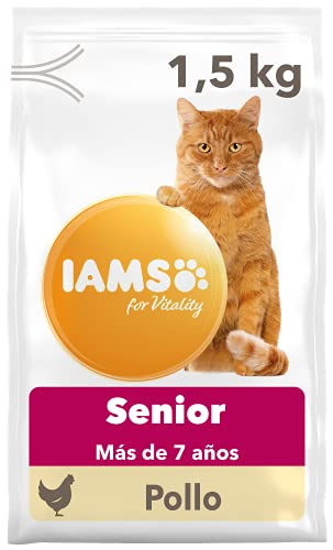 IAMS for Vitality Alimento seco para gatos de edad avanzada con pollo fresco (más de 7 años), 1,5 kg