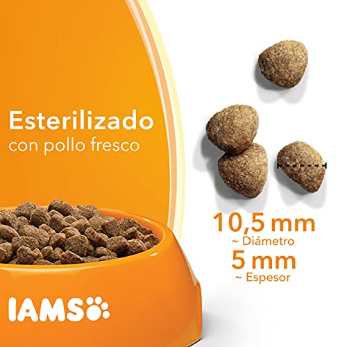 IAMS for Vitality Esterilizado - Alimento seco para gatos adultos y de edad avanzada (más de 1 año) con pollo fresco, 10 kg