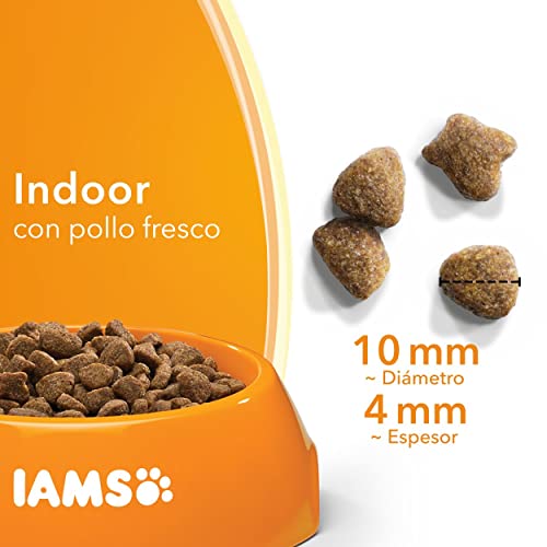 IAMS for Vitality Indoor - Alimento seco para gatos adultos y de edad avanzada (más de 1 año) con pollo fresco, 3 kg