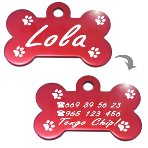 Iberiagifts - Hueso para Mascotas Medianas-Grandes con Patas Placa Chapa de identificación Personalizada para Collar Perro Gato Mascota grabada (Verde)