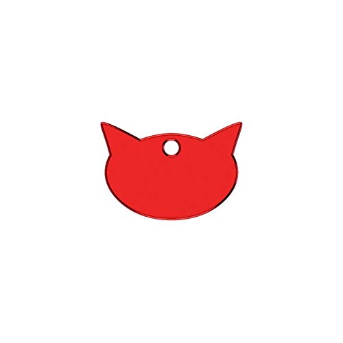 Iberiagifts - Placa en Forma de Cara de Gato para Gatos de Todas Las Edades Chapa Medalla de identificación Personalizada para Collar Perro Mascota grabada (Rojo)