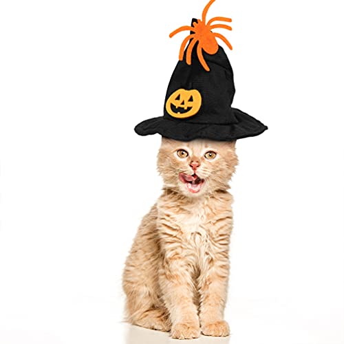 IMIKEYA 1 Juego de Disfraces de Halloween para Mascotas Sombrero de Mago de Calabaza para Perros Divertidos Trajes Decorativos de Halloween Tocado para Gatos Gatitos Cachorros Y Perros