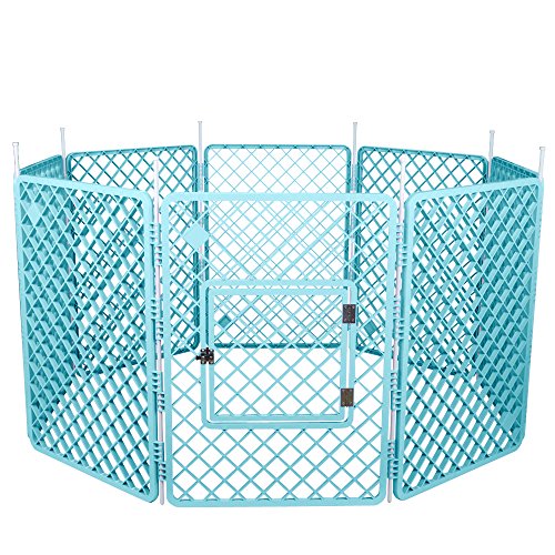 Iris Ohyama, Parque para perros / parque para cachorros, 1,7 m², 8 paneles, puerta con pestillo, varillas para un fácil montaje y desmontaje, resistente a la intemperie - Pet Circle H-908 - Azul