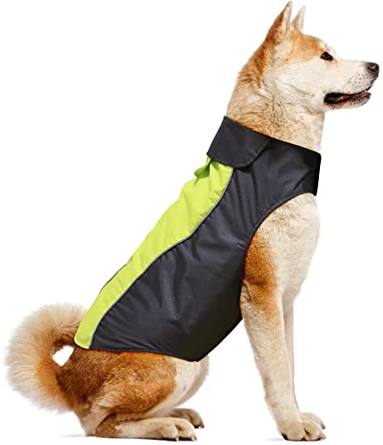 Iseen - Chubasquero impermeable para perros con forro polar suave, para clima frío y a prueba de viento, chaleco reflectante, ropa para perros pequeños, medianos y grandes