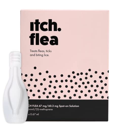 Itch | Solución puntual de tratamiento de pulgas para gatos | Mata pulgas, piojos y garrapatas | Con fipronil y S-metopreno | 6 pipetas