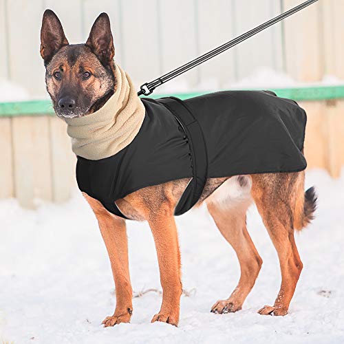 IUOU Abrigo Impermeable para Perros, Ropa para Perros súper cálida y Gruesa para Perros medianos, Galgos, Lobos y Perros pastores