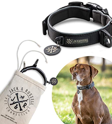 Jack & Russell Collar de Perro Balu - Premium Collar de Perro Estable DIV. tamaños y Colores (Circunferencia del Cuello S (28-35 cm), Negro)