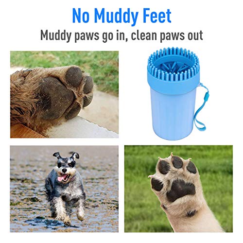 Jamsync Limpiador de patas de perros, 2 en 1, portátil, con cepillo de baño, cerdas de silicona suave, cepillo de limpieza para perros