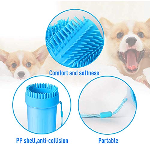 Jamsync Limpiador de patas de perros, 2 en 1, portátil, con cepillo de baño, cerdas de silicona suave, cepillo de limpieza para perros