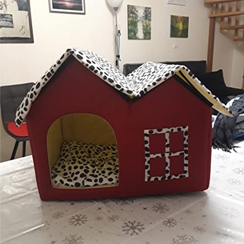 Jaula de perro Casa de perro gato bañada cálido gato jaula lindo perro casa cachorro nido casero doméstico cachorro gato cómodo plegable mascota Cajón de perro ( Color : Style 2-dog house )