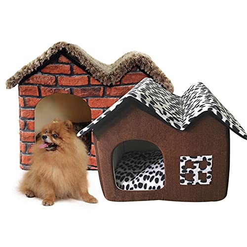 Jaula de perro Casa de perro gato bañada cálido gato jaula lindo perro casa cachorro nido casero doméstico cachorro gato cómodo plegable mascota Cajón de perro ( Color : Style 2-dog house )