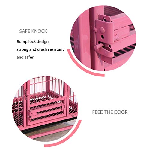 Jaula para Perros Pink Dog House Pequeño Perros Medio Perros DogsLarge cajón del animal doméstico de la perrera fuerte con cuatro ruedas, fácil de instalar for uso en interiores al aire libre Jaula pa