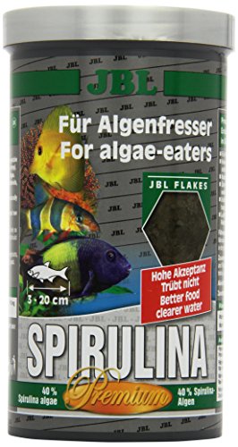 JBL Spirulina 30002 Premium - Comida para Peces carnívoros de Algas de Acuario, Copos, 1 L