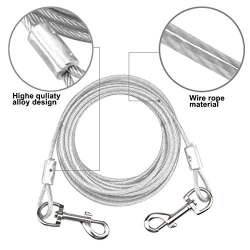 Jinlaili Cable para Atar Perros, 16.4 pies / 5M de Cadena para Perros de hasta 176 Libras, Adecuado para Todas Las Razas (Blanco)