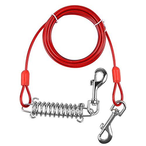 Jinlaili Cable para Atar Perros, 3 Metros Cable de Amarre para Perros de hasta 55kg, Cable de Atadura para Perro, Cable de Amarre para Mascotas, Adecuado para Todas Las Razas (Rojo)